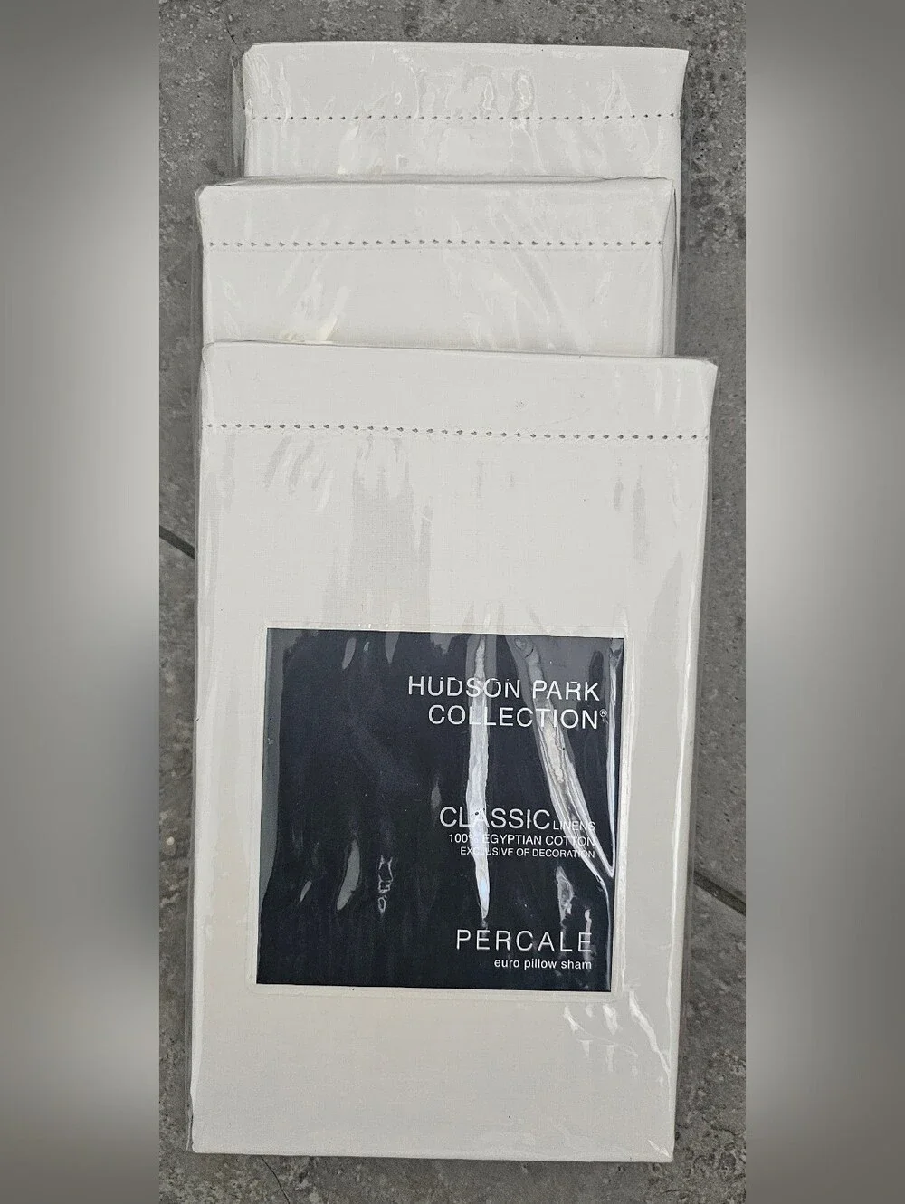 Set of 3 Hudson Park Collection Euro Pillow Shams Percale, 100% Egyptian Cotton